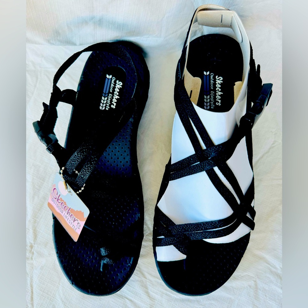 Sketchers Happy Rainbow Sandals Women’s, Size 10, Black